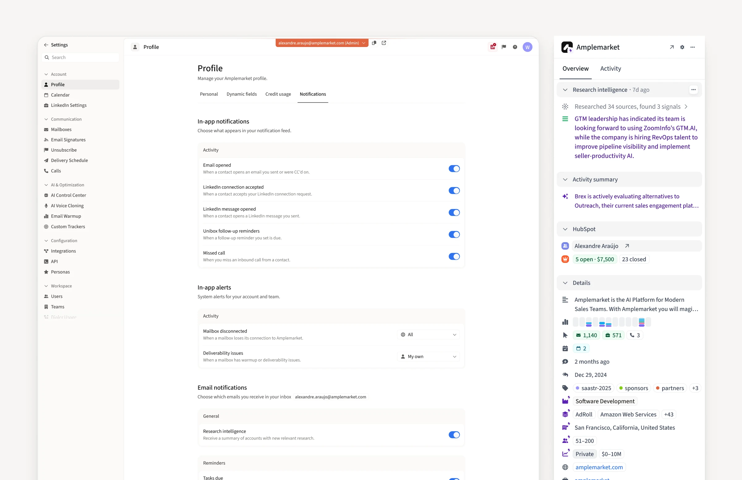Research notification settings and the Chrome extension sidebar